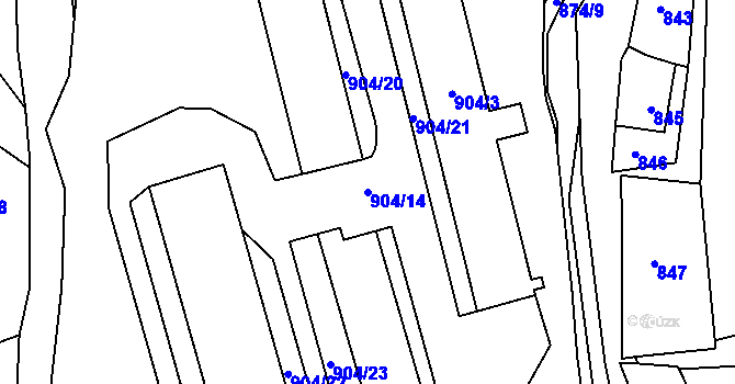 Parcela st. 904/14 v KÚ Březno u Chomutova, Katastrální mapa