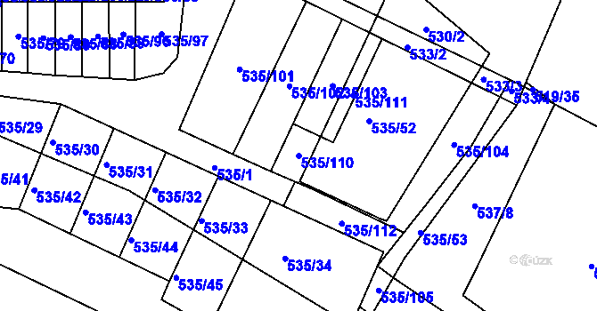 Parcela st. 535/110 v KÚ Březno u Chomutova, Katastrální mapa