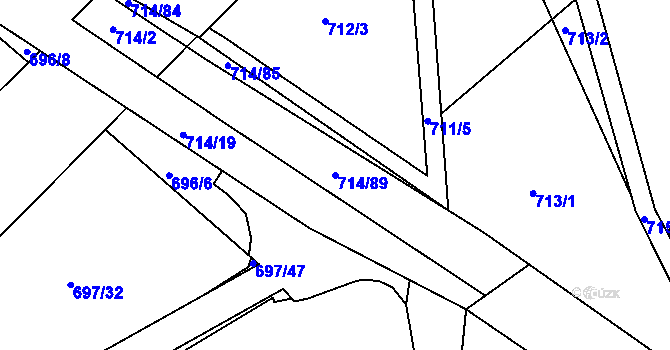 Parcela st. 714/89 v KÚ Březno u Chomutova, Katastrální mapa