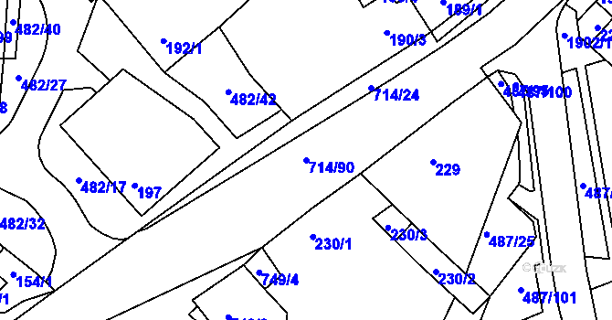 Parcela st. 714/90 v KÚ Březno u Chomutova, Katastrální mapa