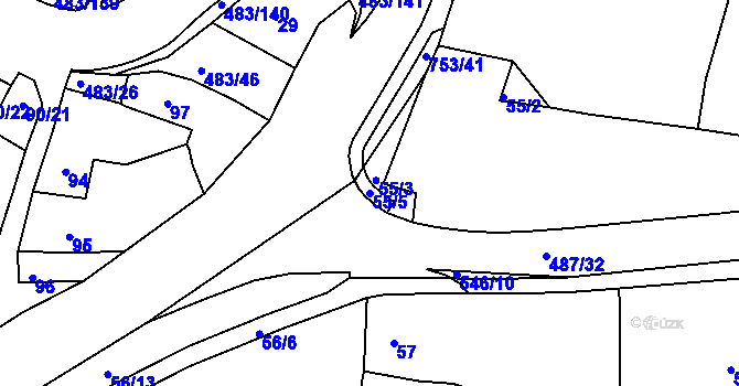 Parcela st. 55/5 v KÚ Březno u Chomutova, Katastrální mapa