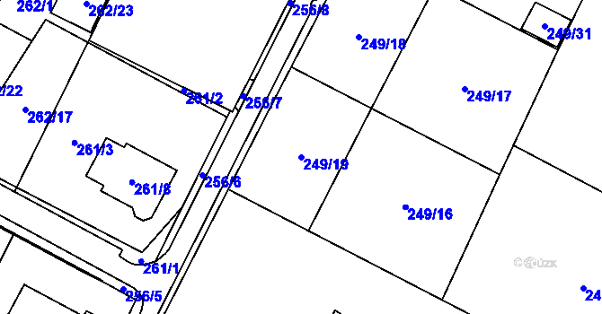Parcela st. 249/19 v KÚ Březno u Chomutova, Katastrální mapa