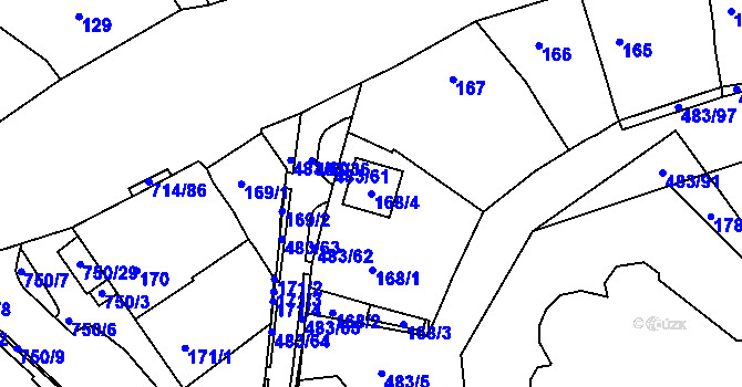 Parcela st. 168/4 v KÚ Březno u Chomutova, Katastrální mapa