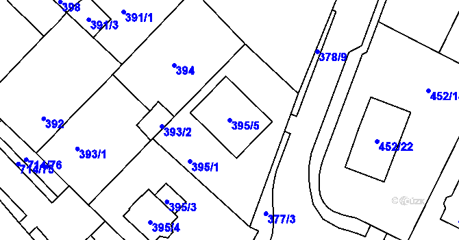 Parcela st. 395/5 v KÚ Březno u Chomutova, Katastrální mapa