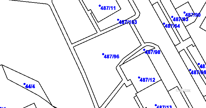 Parcela st. 487/96 v KÚ Březno u Chomutova, Katastrální mapa