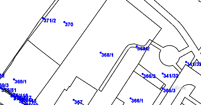 Parcela st. 368/1 v KÚ Březno u Chomutova, Katastrální mapa