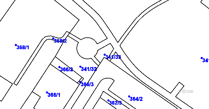 Parcela st. 341/33 v KÚ Březno u Chomutova, Katastrální mapa