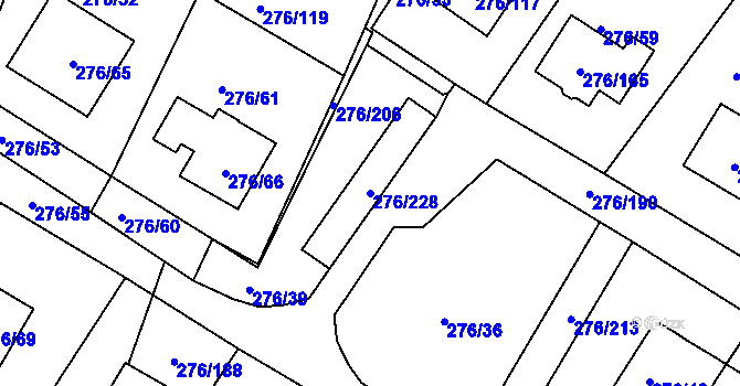 Parcela st. 276/228 v KÚ Březno u Chomutova, Katastrální mapa