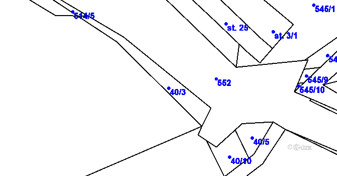 Parcela st. 40/3 v KÚ Holetice, Katastrální mapa