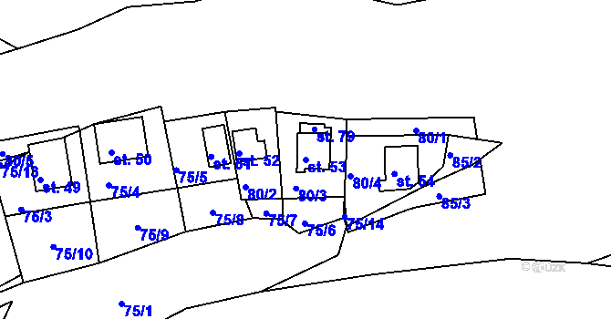 Parcela st. 53 v KÚ Stranná u Nechranic, Katastrální mapa