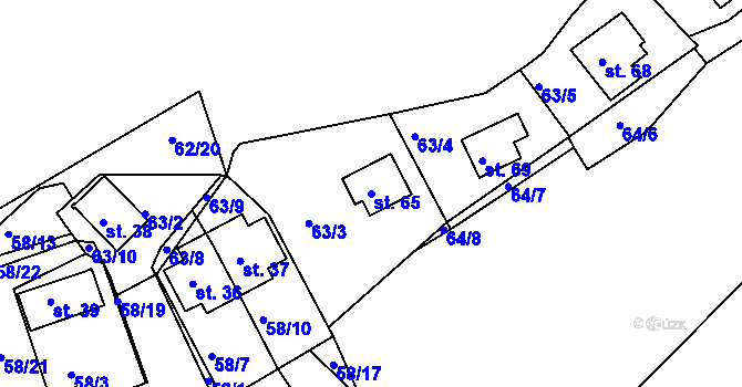 Parcela st. 65 v KÚ Stranná u Nechranic, Katastrální mapa