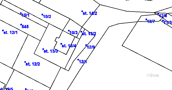 Parcela st. 12/9 v KÚ Stranná u Nechranic, Katastrální mapa