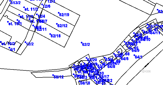 Parcela st. 62/2 v KÚ Stranná u Nechranic, Katastrální mapa