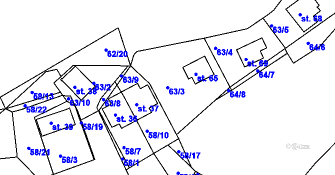 Parcela st. 63/3 v KÚ Stranná u Nechranic, Katastrální mapa