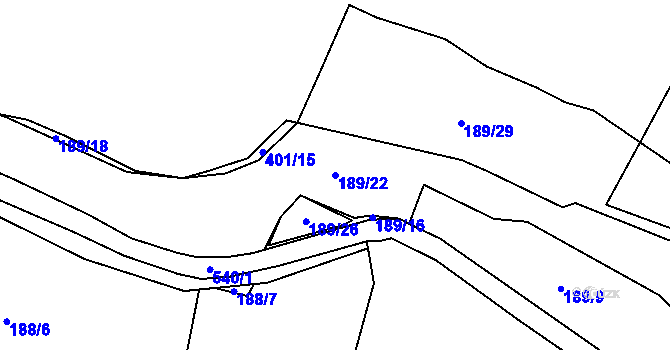 Parcela st. 189/22 v KÚ Stranná u Nechranic, Katastrální mapa