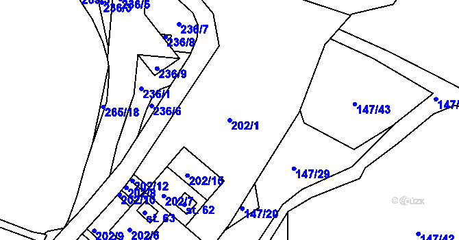 Parcela st. 202/1 v KÚ Stranná u Nechranic, Katastrální mapa