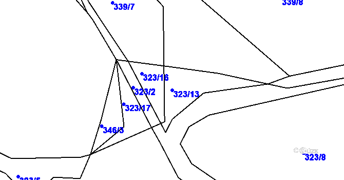 Parcela st. 323/13 v KÚ Stranná u Nechranic, Katastrální mapa