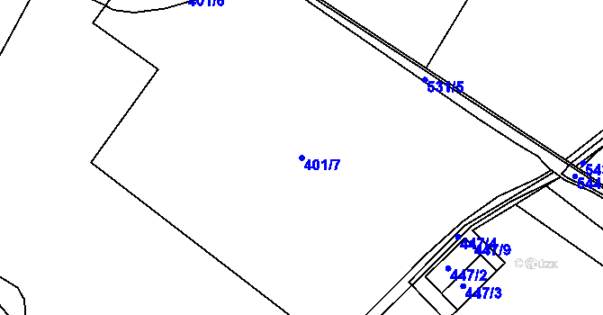 Parcela st. 401/7 v KÚ Stranná u Nechranic, Katastrální mapa