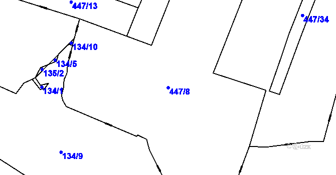 Parcela st. 447/8 v KÚ Stranná u Nechranic, Katastrální mapa