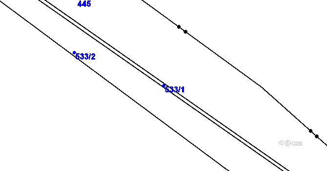 Parcela st. 533/1 v KÚ Stranná u Nechranic, Katastrální mapa