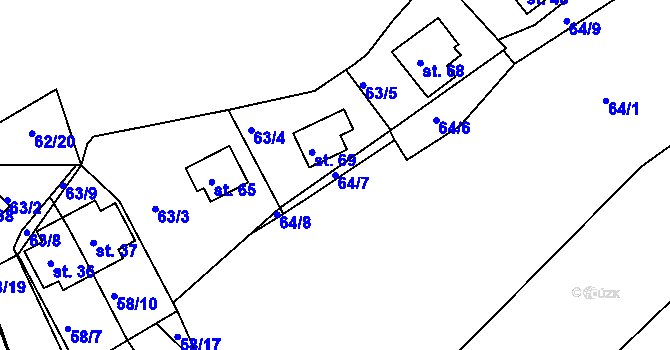 Parcela st. 64/7 v KÚ Stranná u Nechranic, Katastrální mapa