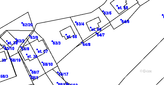 Parcela st. 64/8 v KÚ Stranná u Nechranic, Katastrální mapa