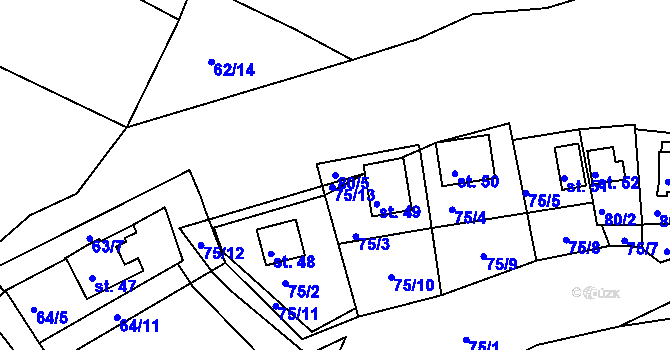 Parcela st. 80/5 v KÚ Stranná u Nechranic, Katastrální mapa