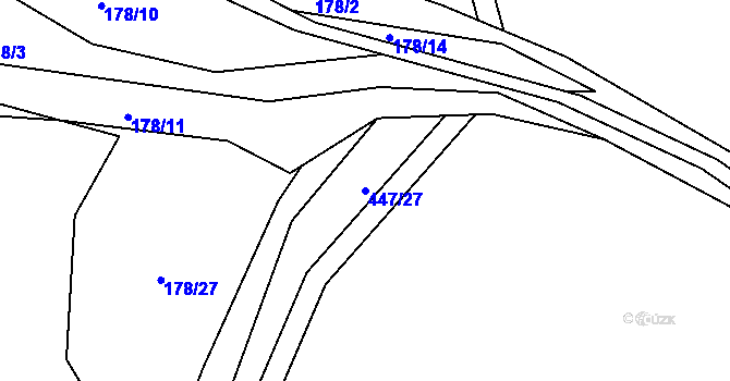 Parcela st. 447/27 v KÚ Stranná u Nechranic, Katastrální mapa