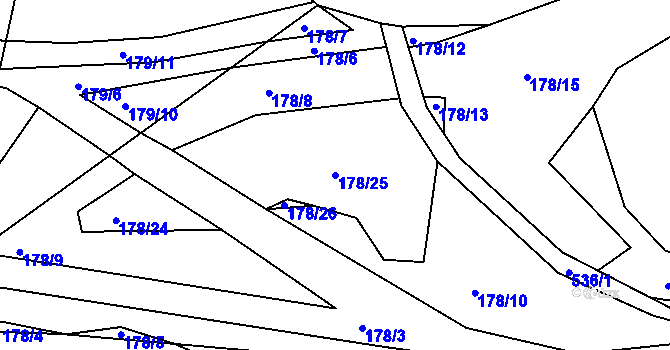 Parcela st. 178/25 v KÚ Stranná u Nechranic, Katastrální mapa