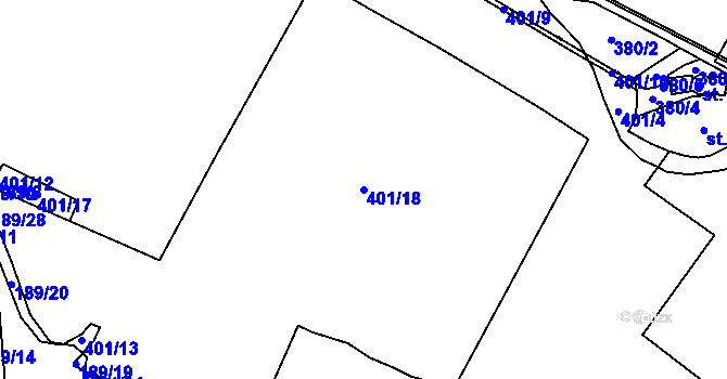Parcela st. 401/18 v KÚ Stranná u Nechranic, Katastrální mapa