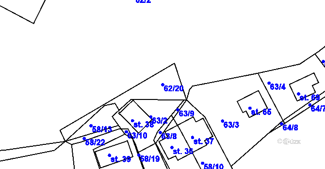 Parcela st. 62/20 v KÚ Stranná u Nechranic, Katastrální mapa
