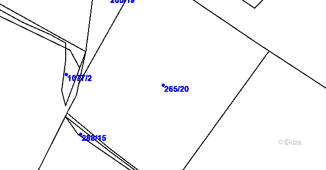 Parcela st. 265/20 v KÚ Stranná u Nechranic, Katastrální mapa