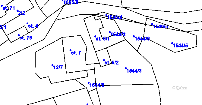 Parcela st. 5/2 v KÚ Březno u Postoloprt, Katastrální mapa