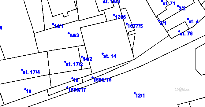 Parcela st. 14 v KÚ Březno u Postoloprt, Katastrální mapa