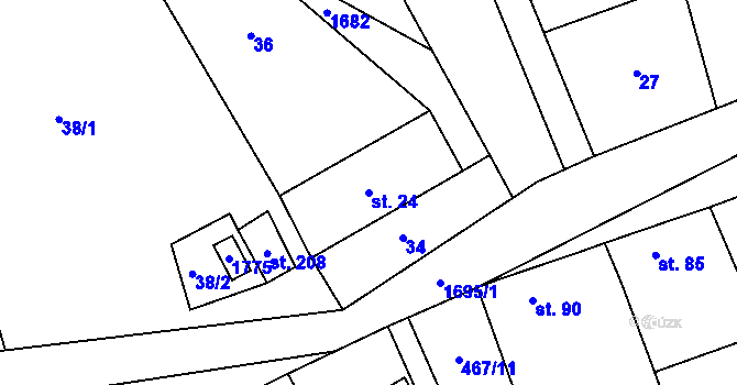 Parcela st. 24 v KÚ Březno u Postoloprt, Katastrální mapa