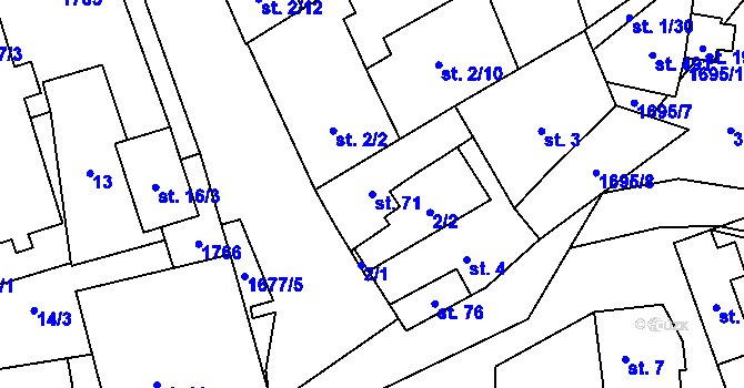 Parcela st. 71 v KÚ Březno u Postoloprt, Katastrální mapa