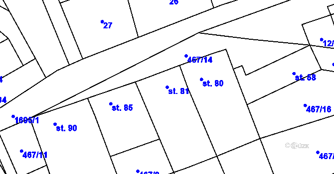 Parcela st. 81 v KÚ Březno u Postoloprt, Katastrální mapa