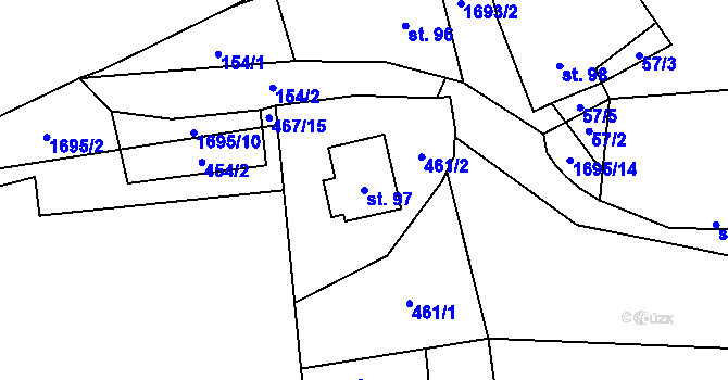 Parcela st. 97 v KÚ Březno u Postoloprt, Katastrální mapa
