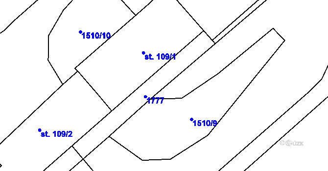 Parcela st. 109/5 v KÚ Březno u Postoloprt, Katastrální mapa