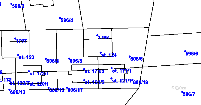 Parcela st. 124 v KÚ Březno u Postoloprt, Katastrální mapa