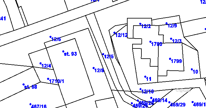 Parcela st. 12/5 v KÚ Březno u Postoloprt, Katastrální mapa