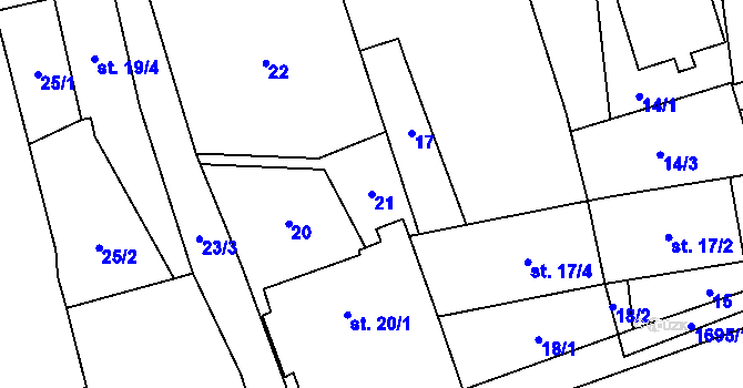 Parcela st. 21 v KÚ Březno u Postoloprt, Katastrální mapa
