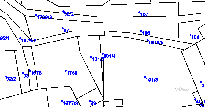 Parcela st. 101/4 v KÚ Březno u Postoloprt, Katastrální mapa
