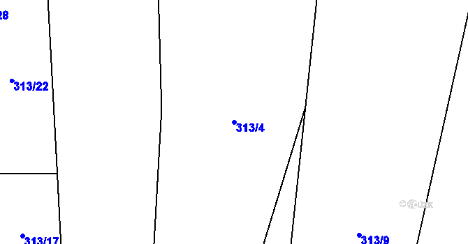 Parcela st. 313/4 v KÚ Březno u Postoloprt, Katastrální mapa