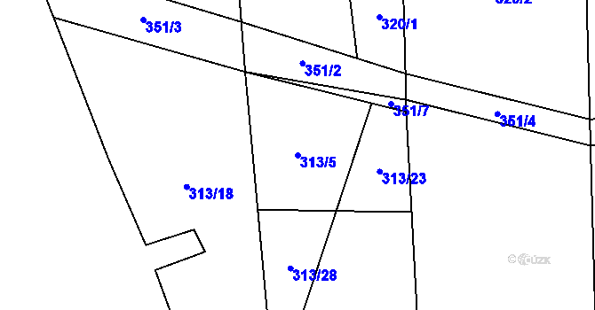 Parcela st. 313/5 v KÚ Březno u Postoloprt, Katastrální mapa