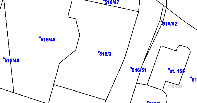 Parcela st. 516/3 v KÚ Březno u Postoloprt, Katastrální mapa