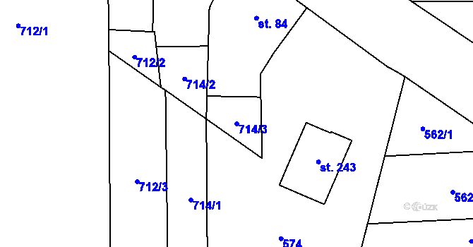 Parcela st. 714/3 v KÚ Březno u Postoloprt, Katastrální mapa
