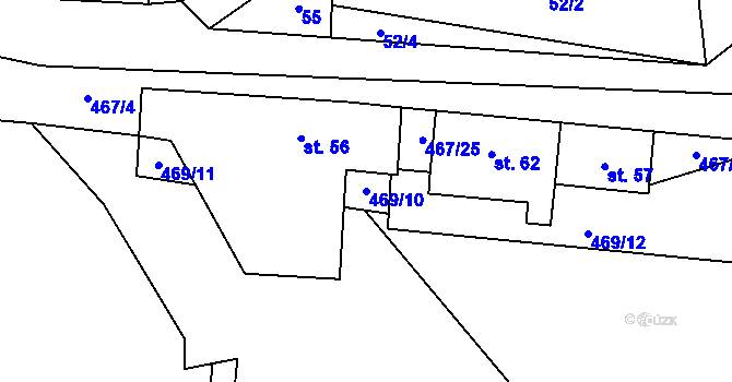 Parcela st. 469/10 v KÚ Březno u Postoloprt, Katastrální mapa