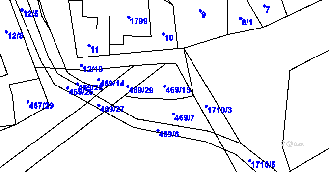 Parcela st. 469/15 v KÚ Březno u Postoloprt, Katastrální mapa