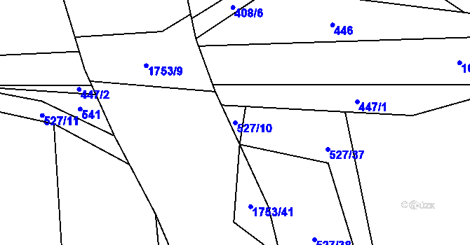 Parcela st. 527/10 v KÚ Březno u Postoloprt, Katastrální mapa